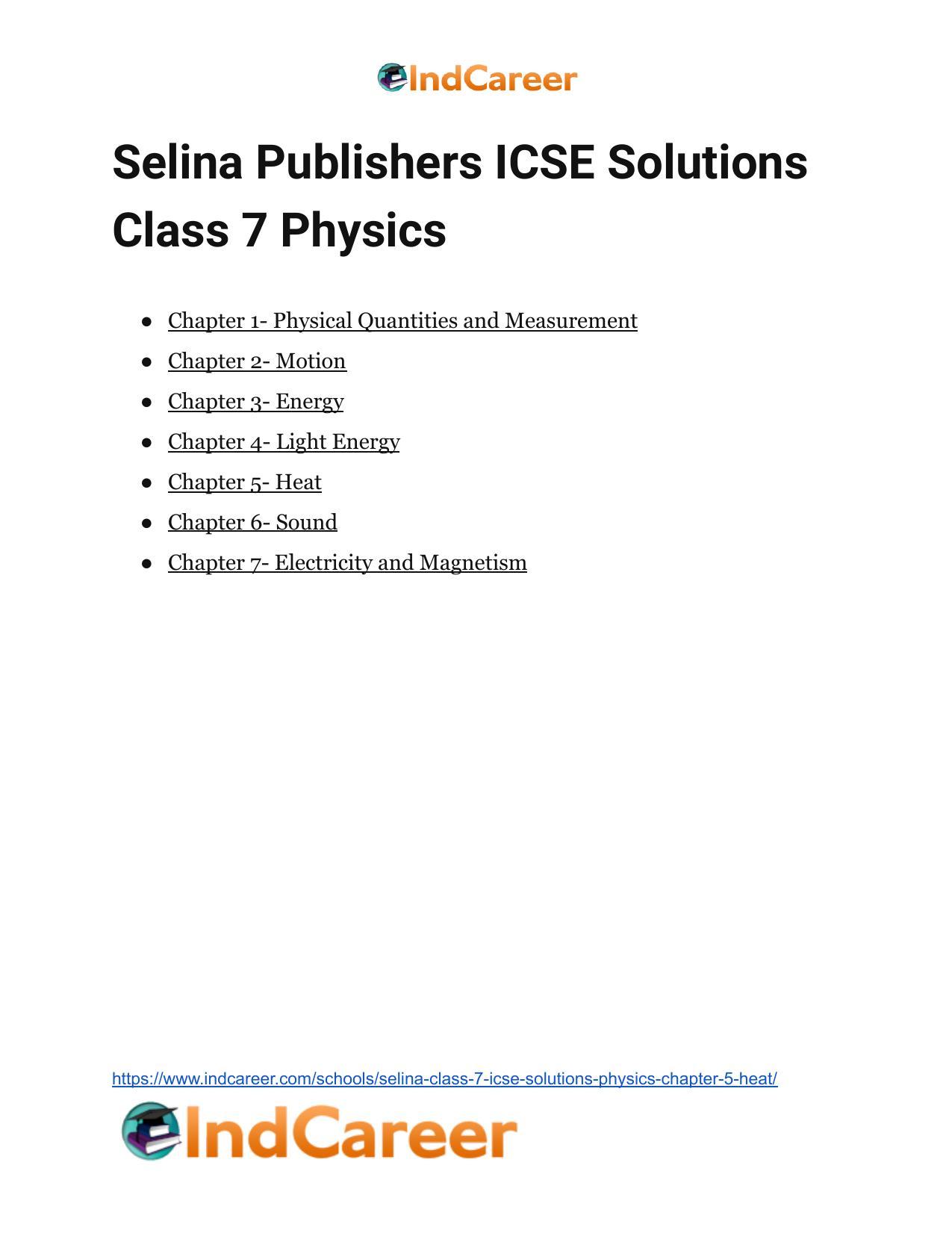 Selina Class 7 ICSE Solutions Physics : Chapter 5- Heat - Page 29
