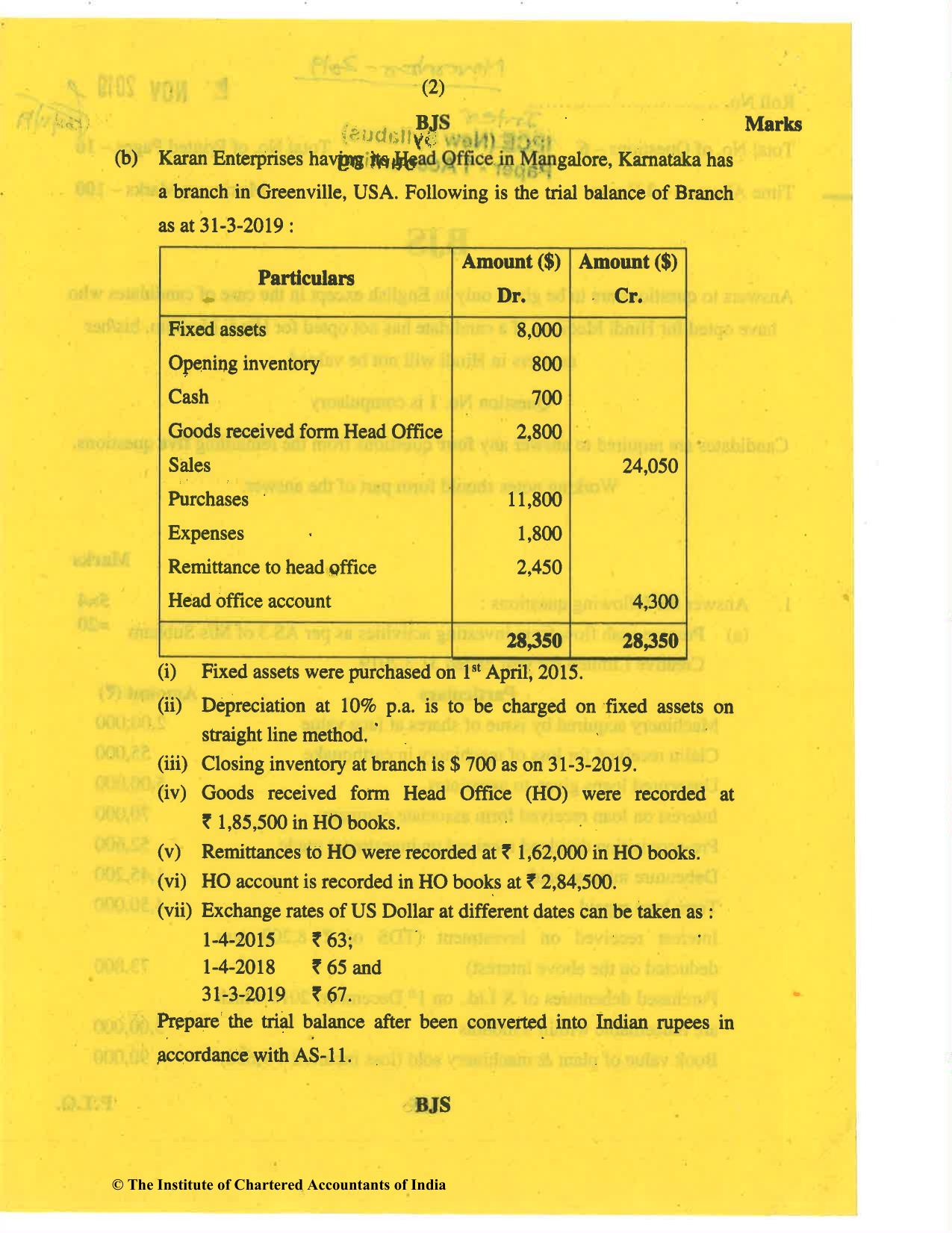 CA Inter Nov 2019 Question Paper - Paper 1 – Accounting - Page 2