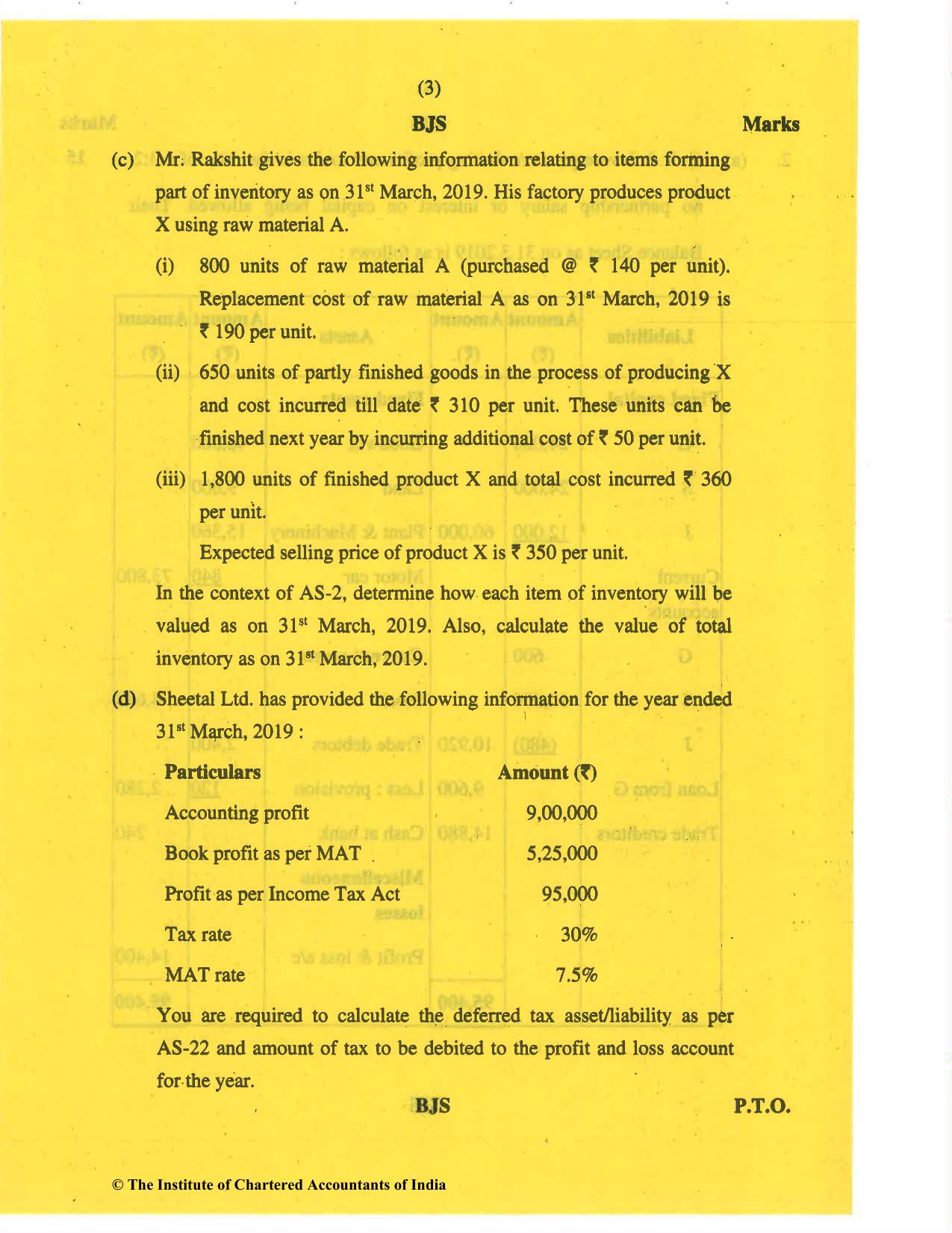 CA Inter Nov 2019 Question Paper - Paper 1 – Accounting - Page 3