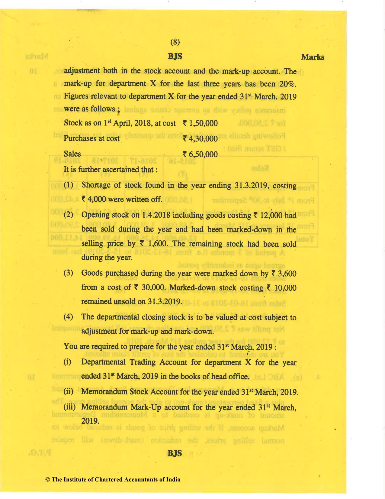 CA Inter Nov 2019 Question Paper - Paper 1 – Accounting - Page 8