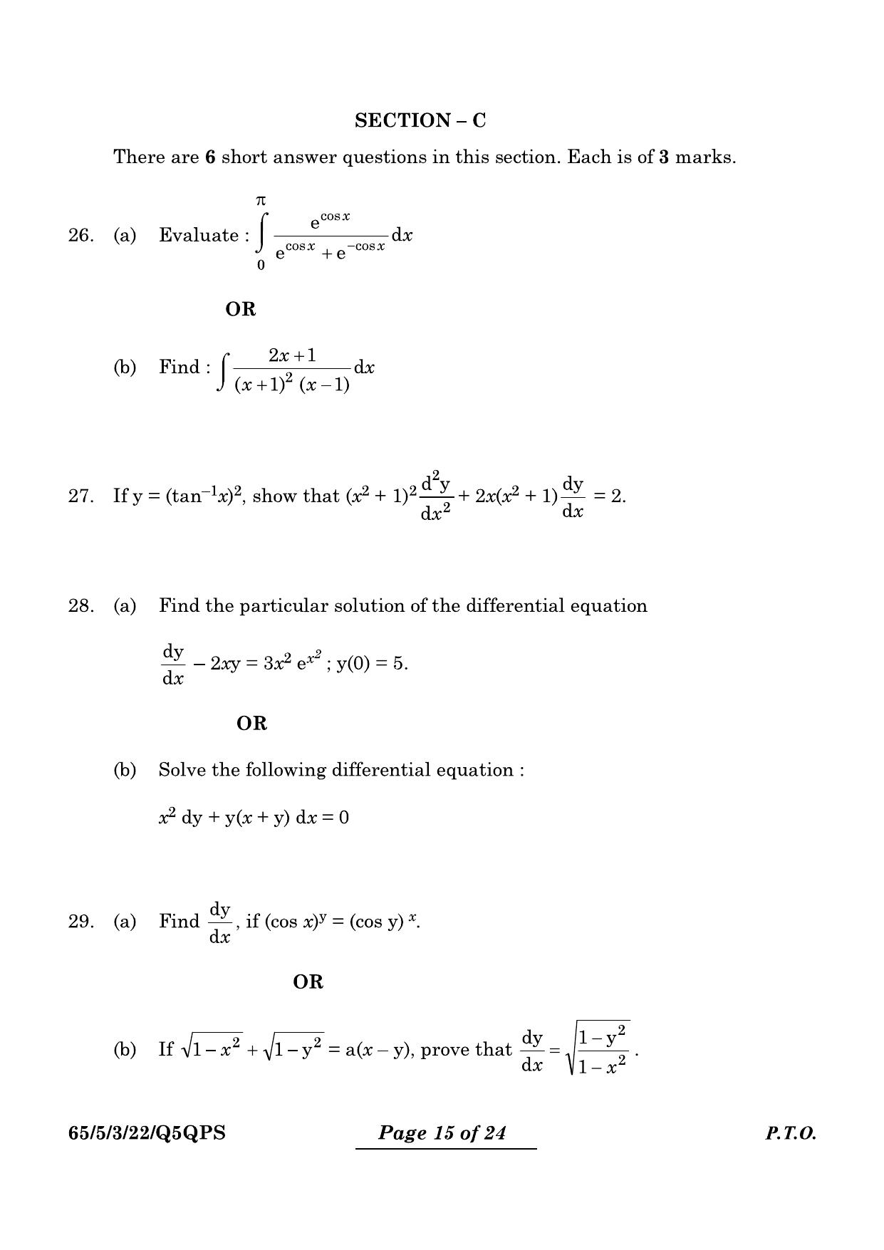CBSE Class 12 65-5-3 Mathematics 2024 Question Paper - Page 15