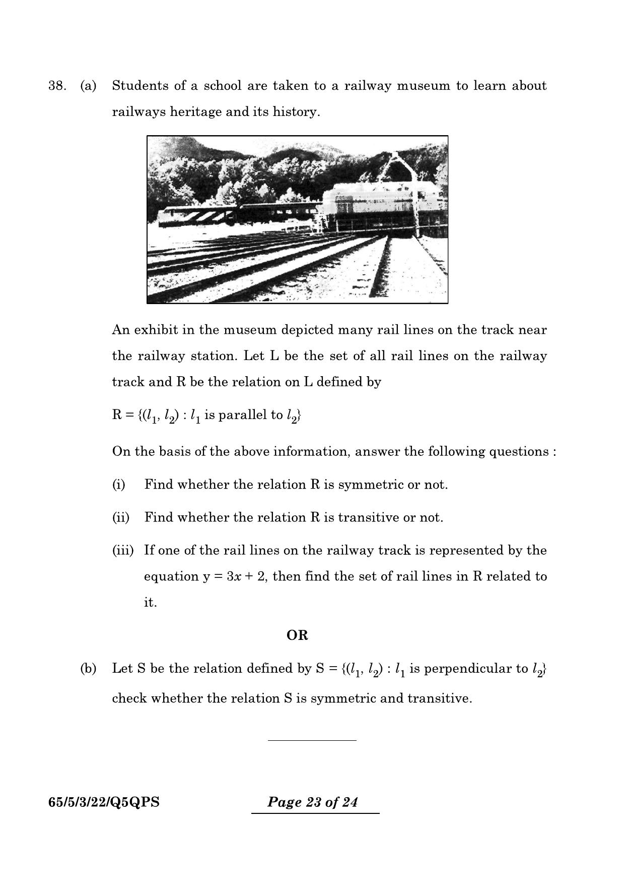 CBSE Class 12 65-5-3 Mathematics 2024 Question Paper - Page 23