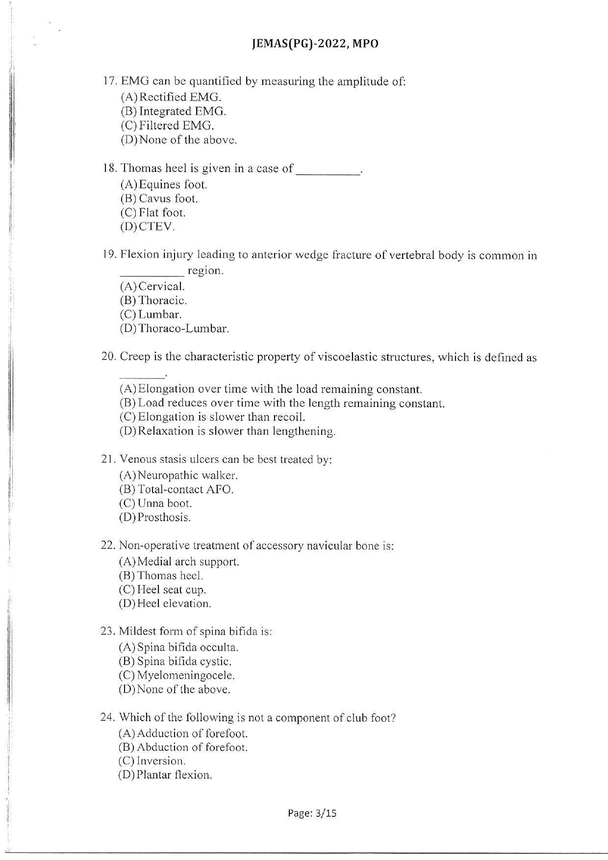 WBJEEB JEMAS (PG) 2022 MPO Question Paper - Page 5