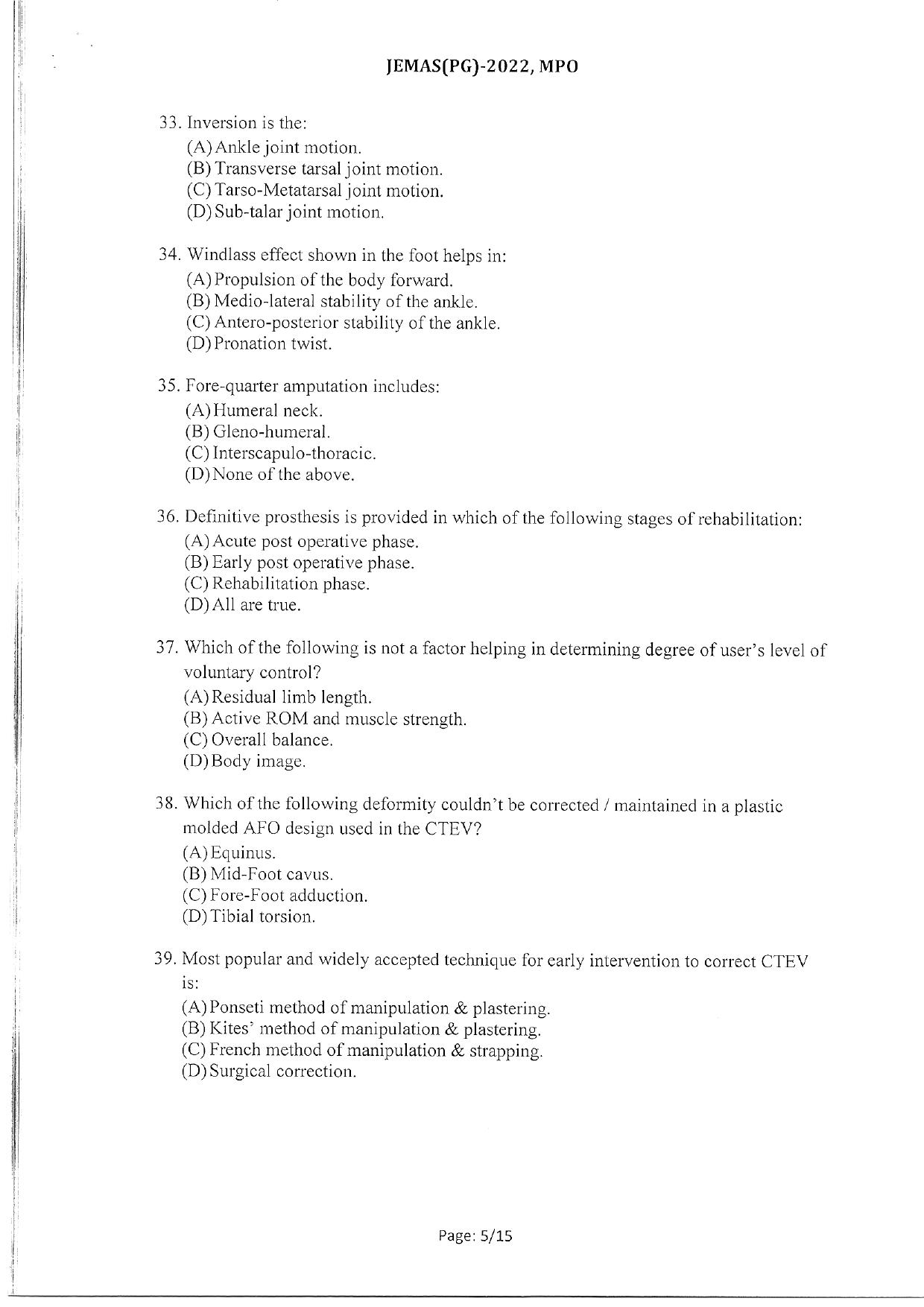 WBJEEB JEMAS (PG) 2022 MPO Question Paper - Page 7