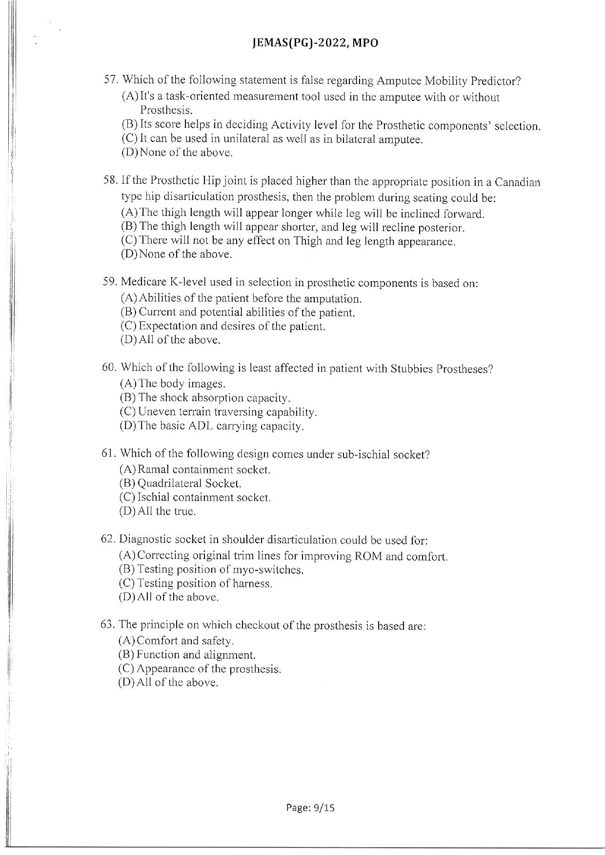WBJEEB JEMAS (PG) 2022 MPO Question Paper - Page 11