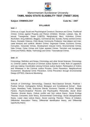 TNSET Syllabus - Criminology