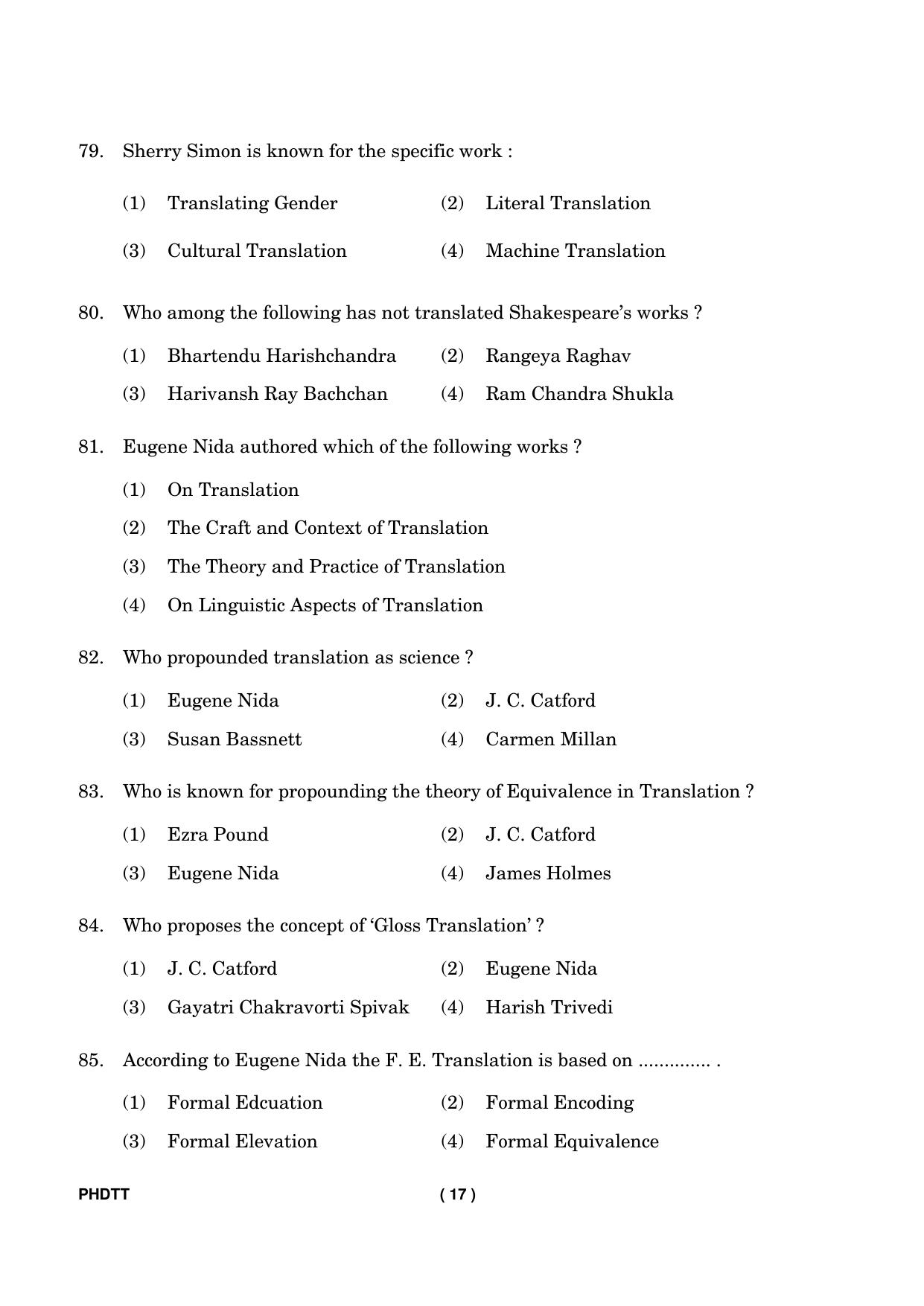 IGNOU PhD Entrance Test Ph. D. (Translation Studies) Entrance Test, July, 2023 Question Paper - Page 18