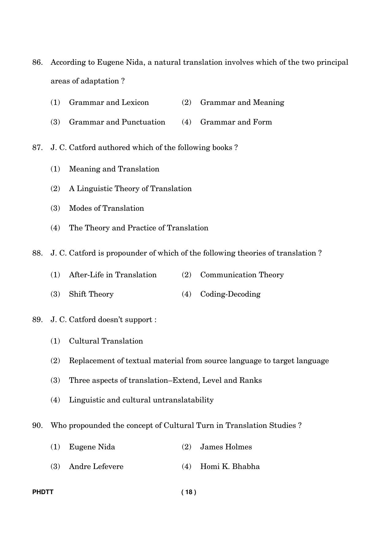 IGNOU PhD Entrance Test Ph. D. (Translation Studies) Entrance Test, July, 2023 Question Paper - Page 19
