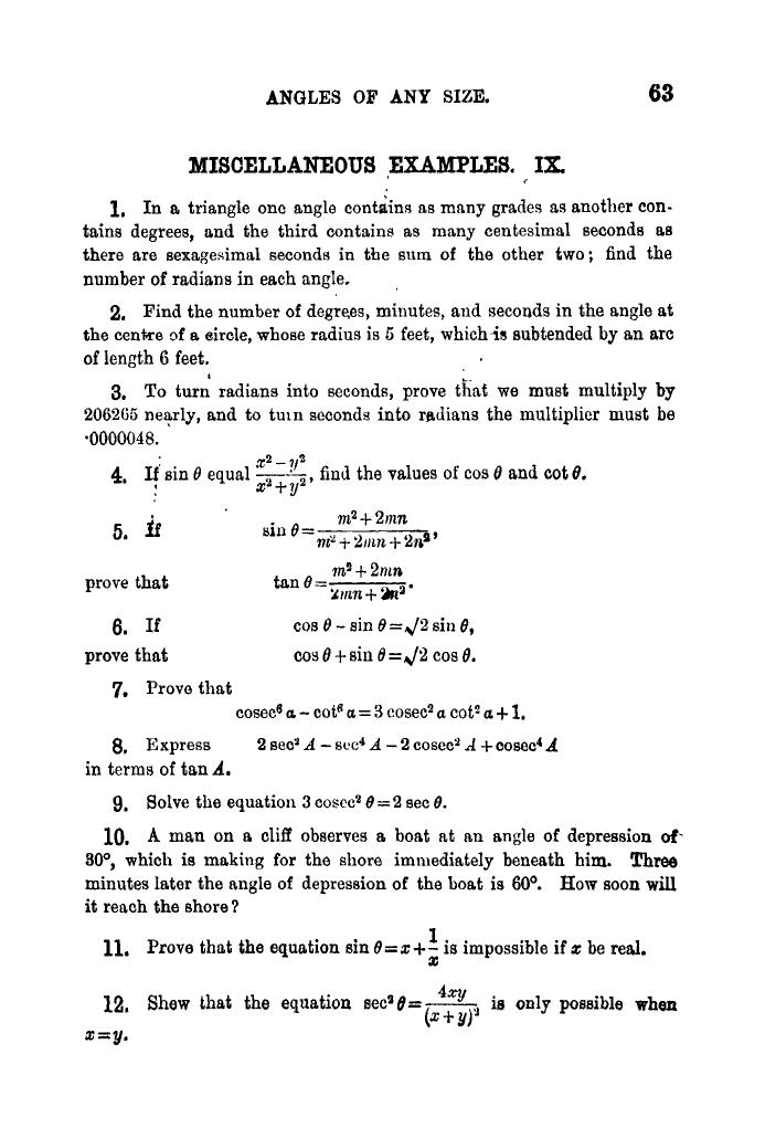 Plane Trigonometry by SL Loney - Page 76