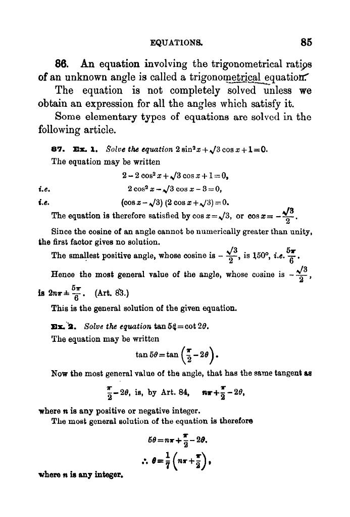 Plane Trigonometry by SL Loney - Page 98