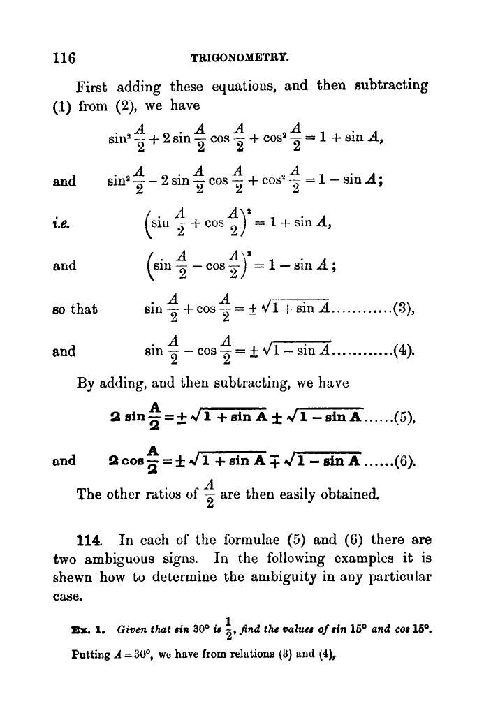 Plane Trigonometry by SL Loney - Page 127