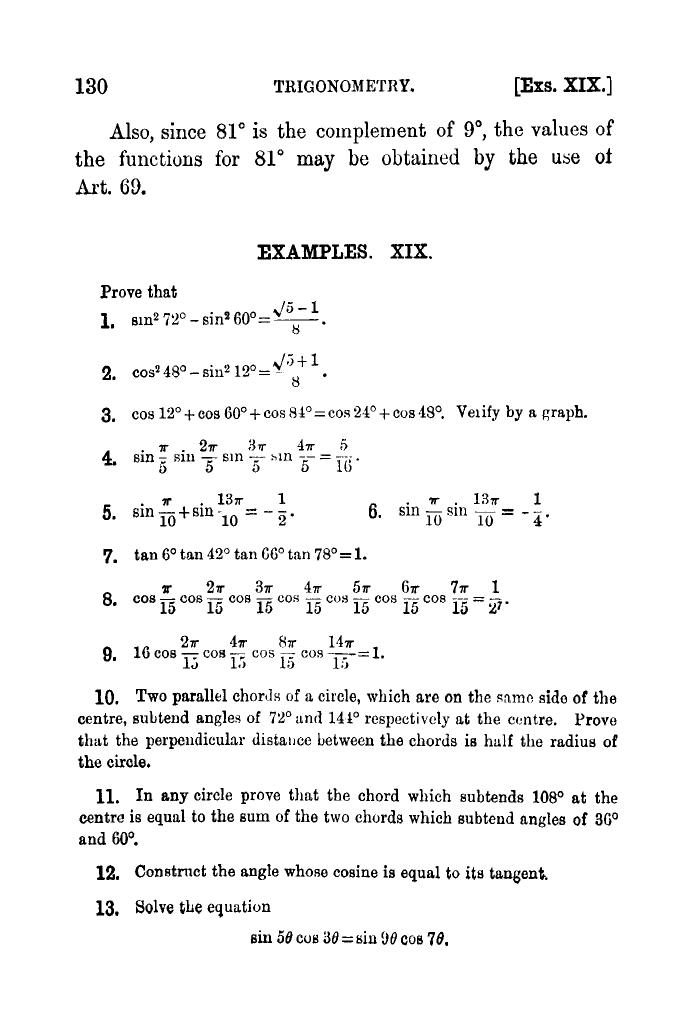Plane Trigonometry by SL Loney - Page 141