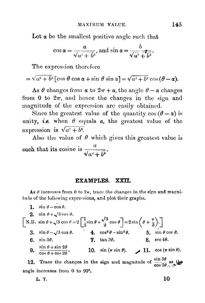 Plane Trigonometry by SL Loney - Page 156