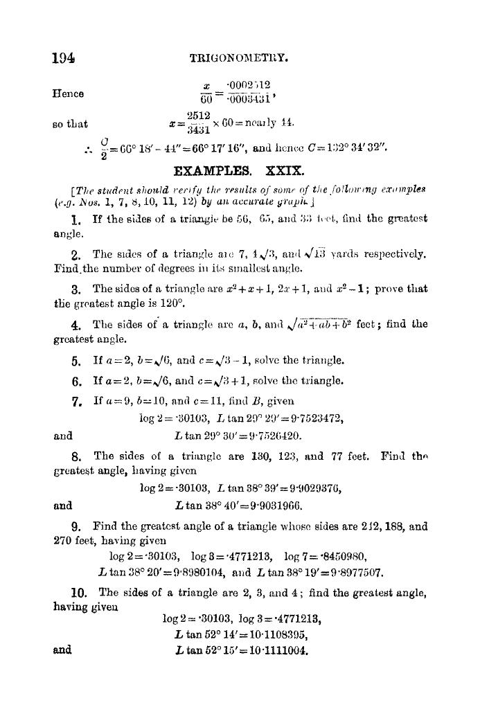 Plane Trigonometry by SL Loney - Page 207