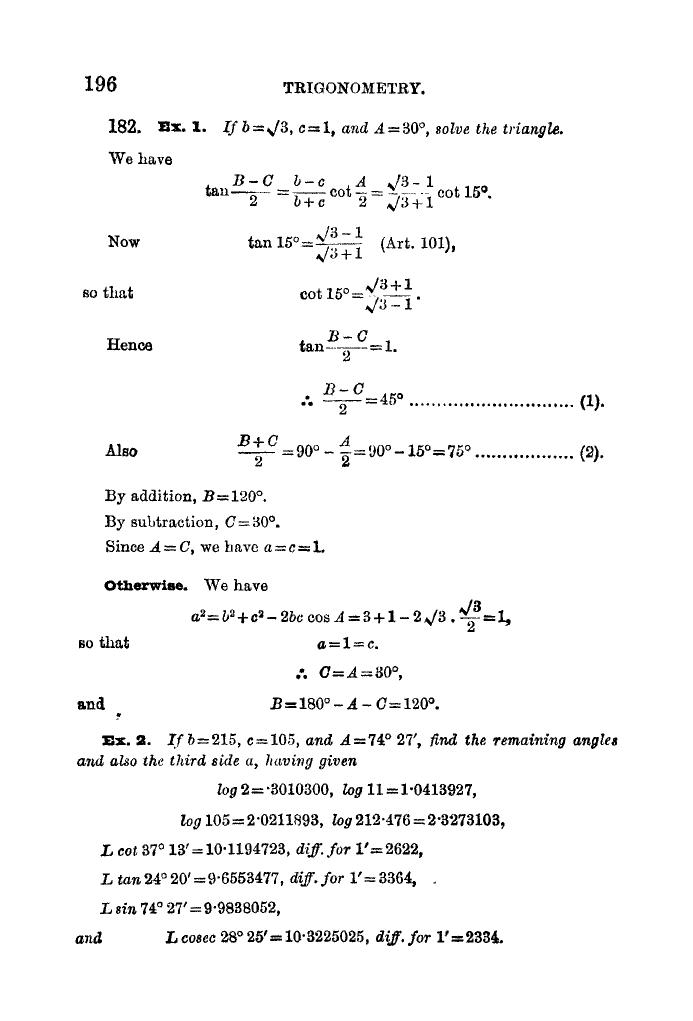 Plane Trigonometry by SL Loney - Page 209