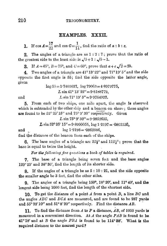 Plane Trigonometry by SL Loney - Page 223