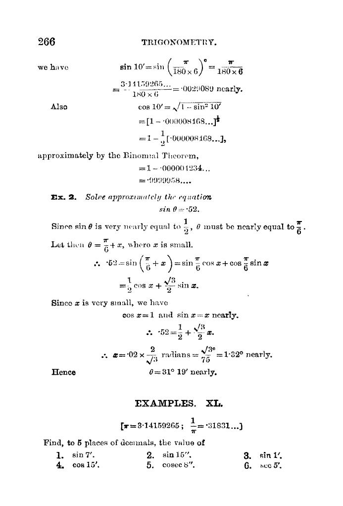 Plane Trigonometry by SL Loney - Page 279