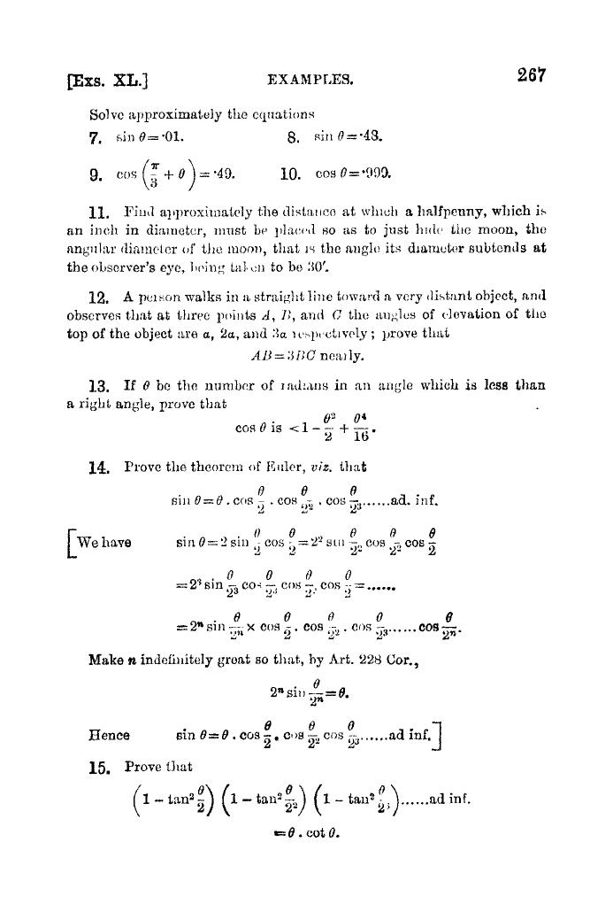 Plane Trigonometry by SL Loney - Page 280