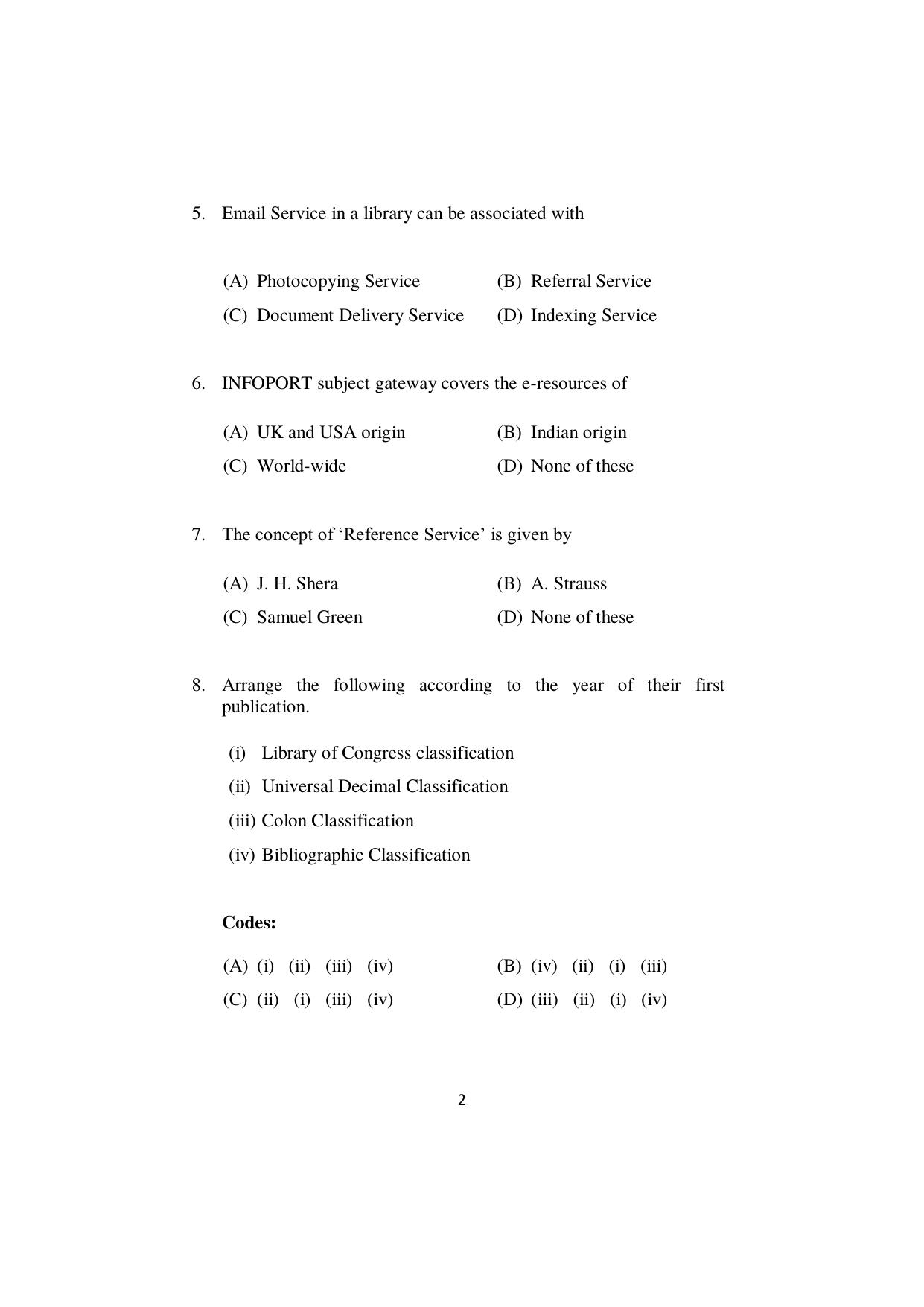 ISI Admission Test JRF in Library and Information Science LIA 2022 Sample Paper - Page 2