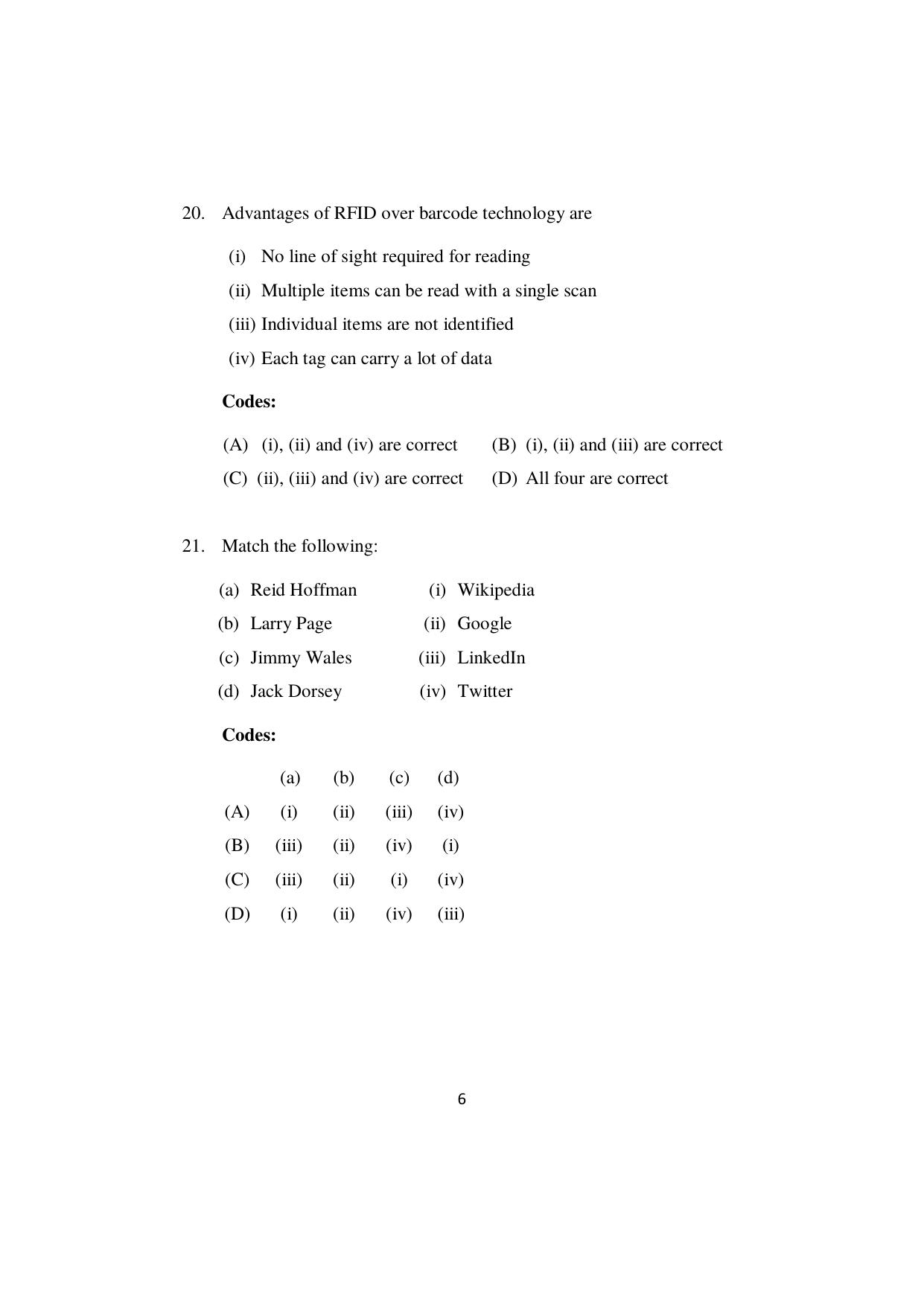 ISI Admission Test JRF in Library and Information Science LIA 2022 Sample Paper - Page 6