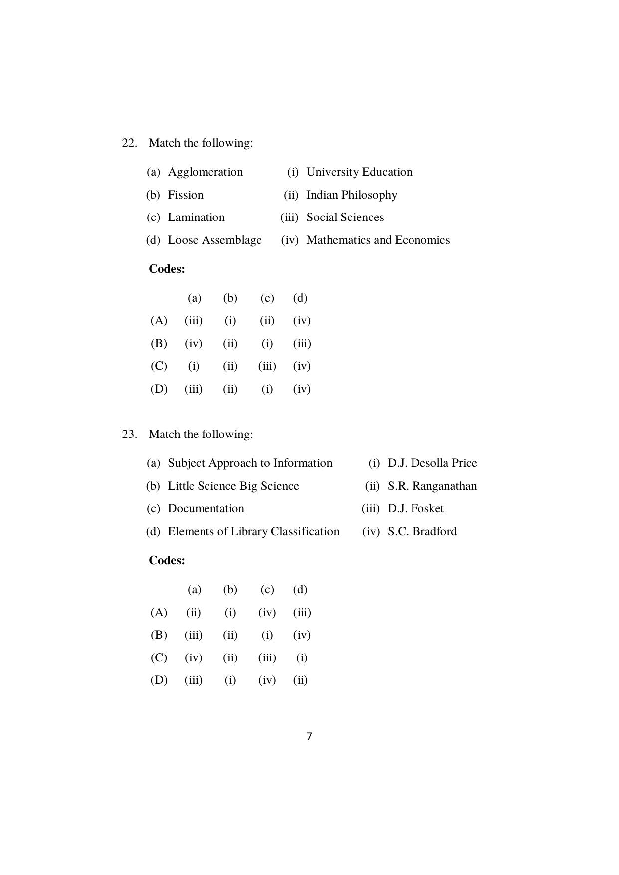 ISI Admission Test JRF in Library and Information Science LIA 2022 Sample Paper - Page 7