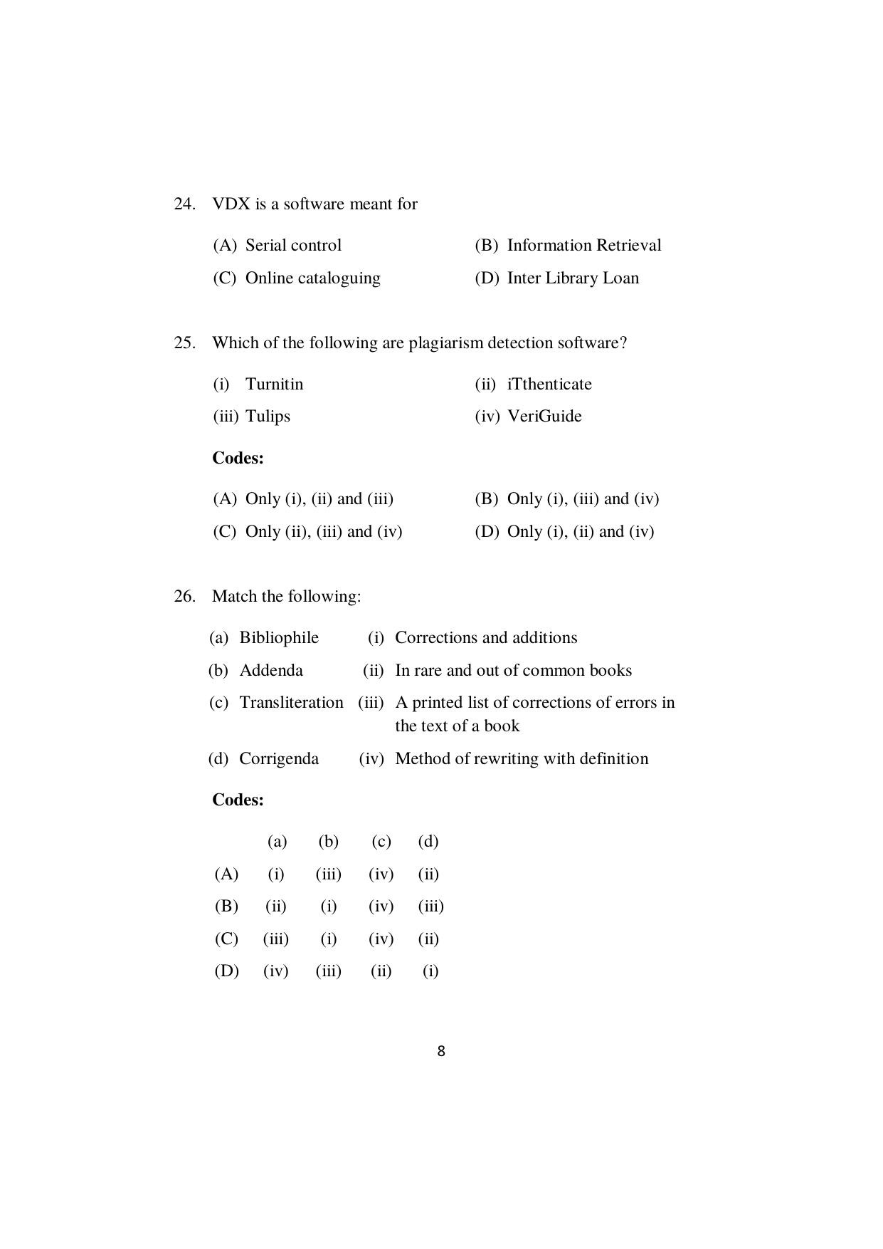 ISI Admission Test JRF in Library and Information Science LIA 2022 Sample Paper - Page 8