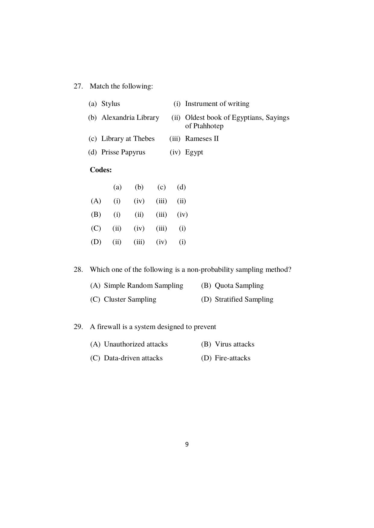 ISI Admission Test JRF in Library and Information Science LIA 2022 Sample Paper - Page 9