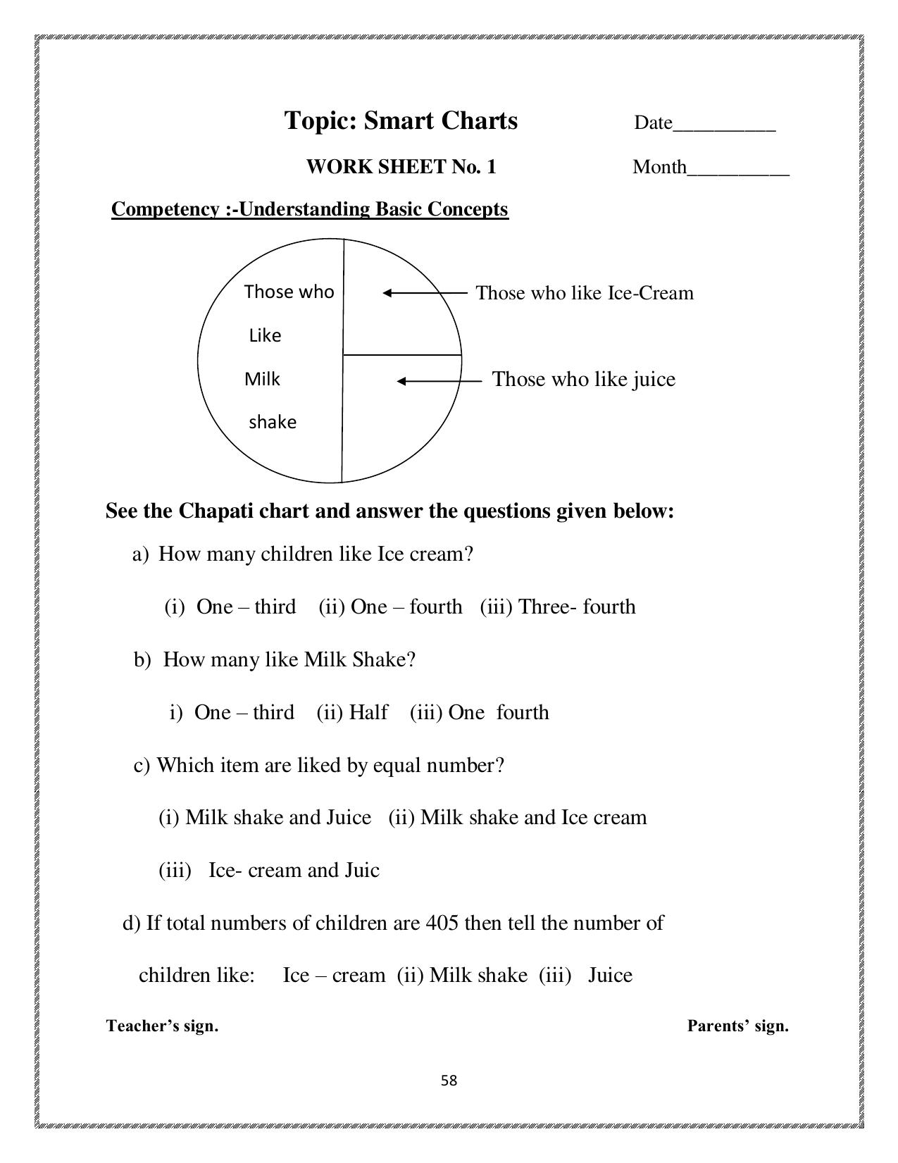 Worksheet for Class 4 Maths Smart Charts Assignment 3 - Page 1