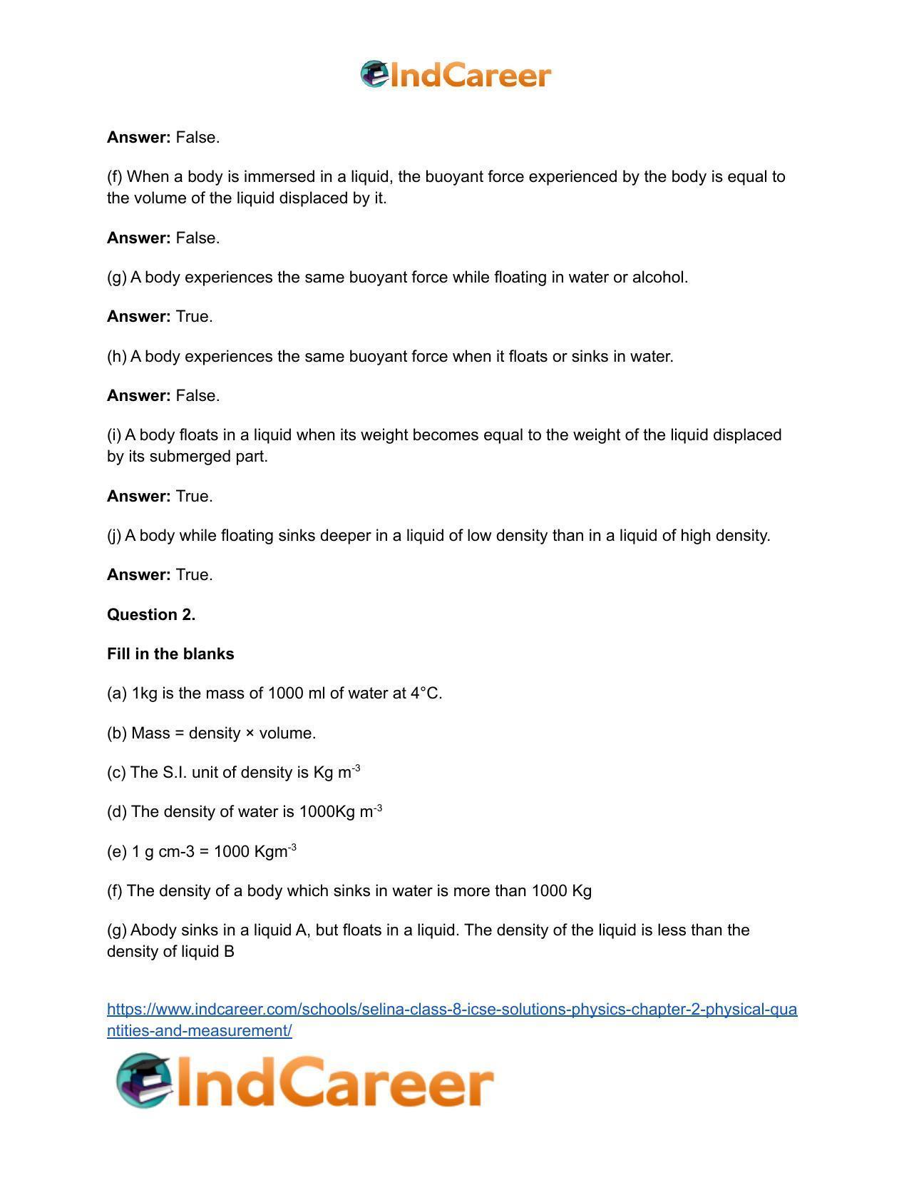 Selina Class 8 ICSE Solutions Physics : Chapter 2- Physical Quantities and Measurement - Page 3