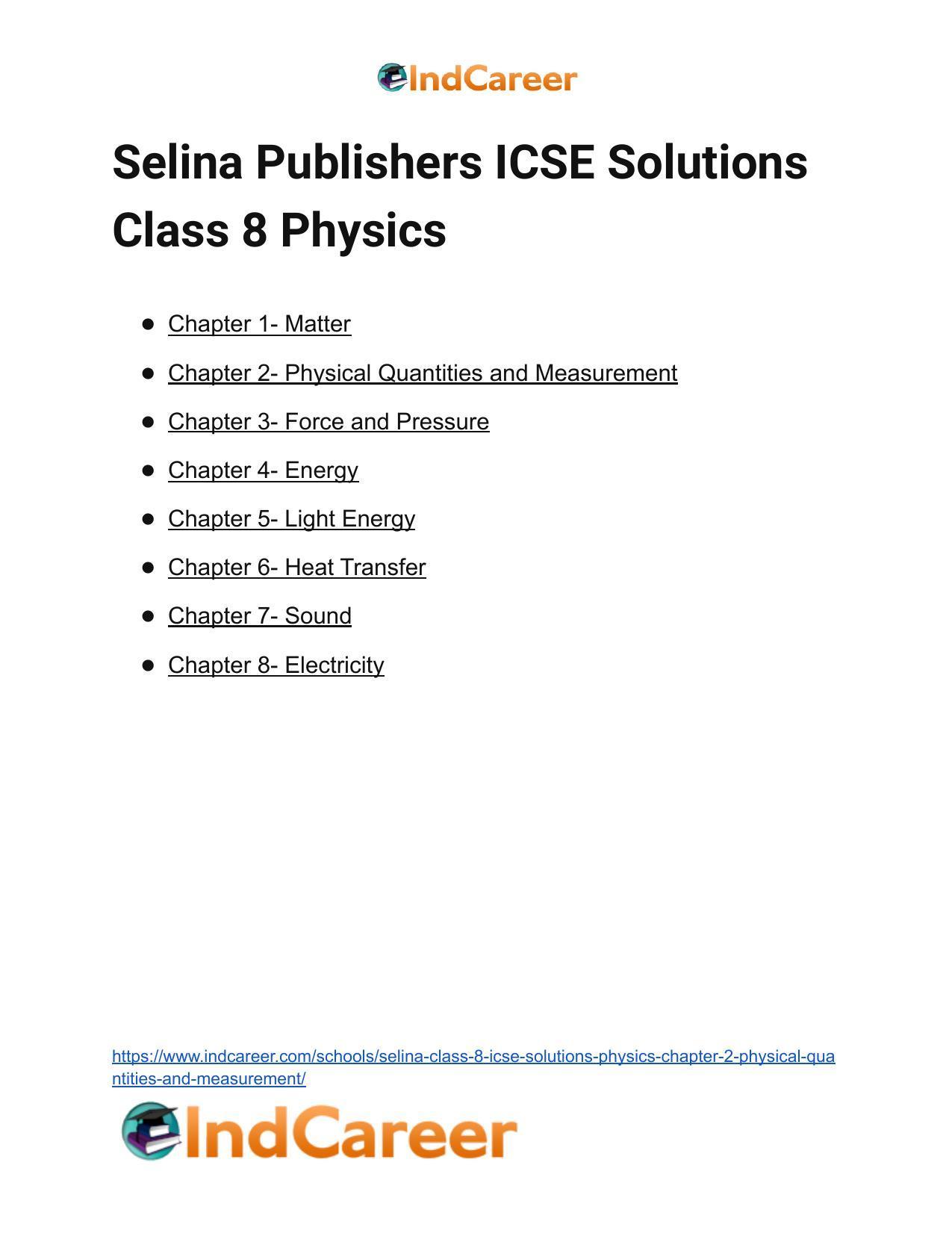 Selina Class 8 ICSE Solutions Physics : Chapter 2- Physical Quantities and Measurement - Page 8