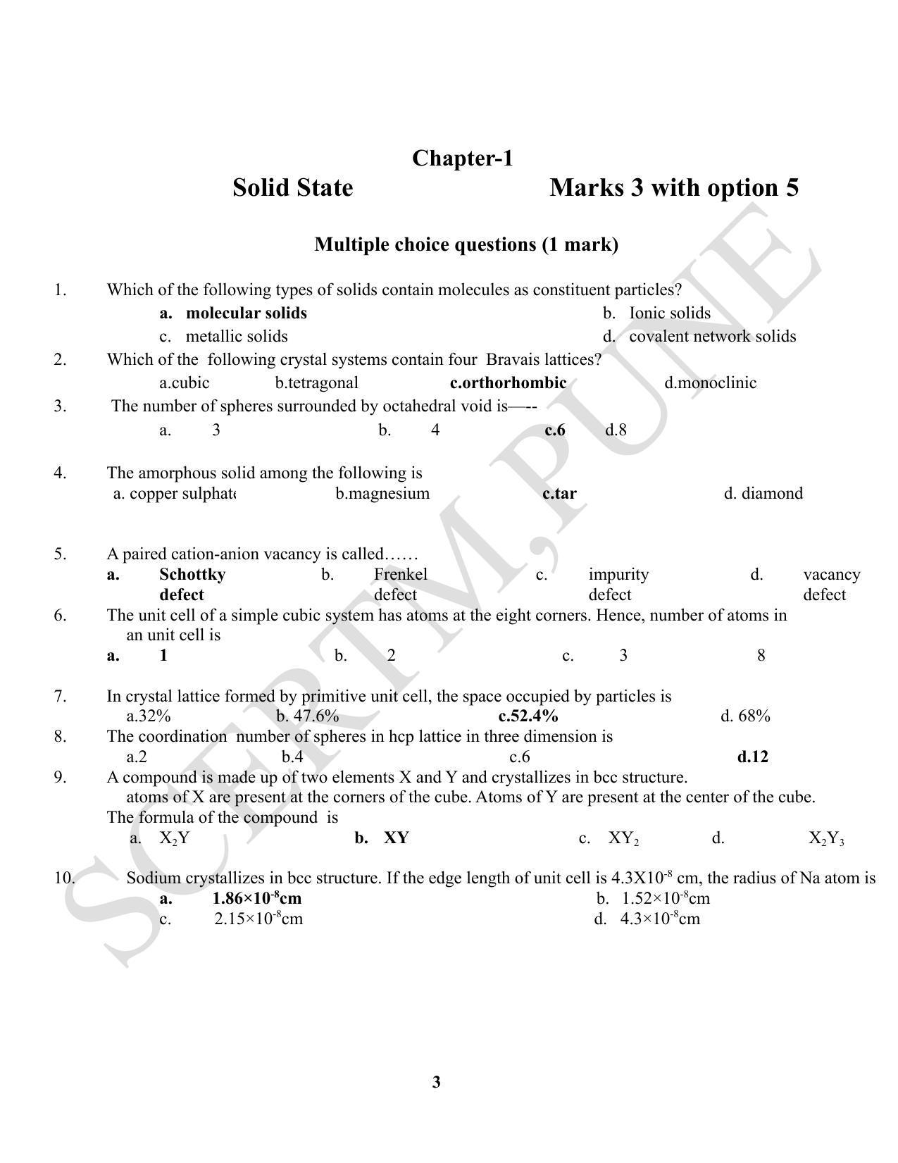 Maharashtra Board Class 12 Chemistry (Medium ENGLISH) 2023 Question Bank - Page 3
