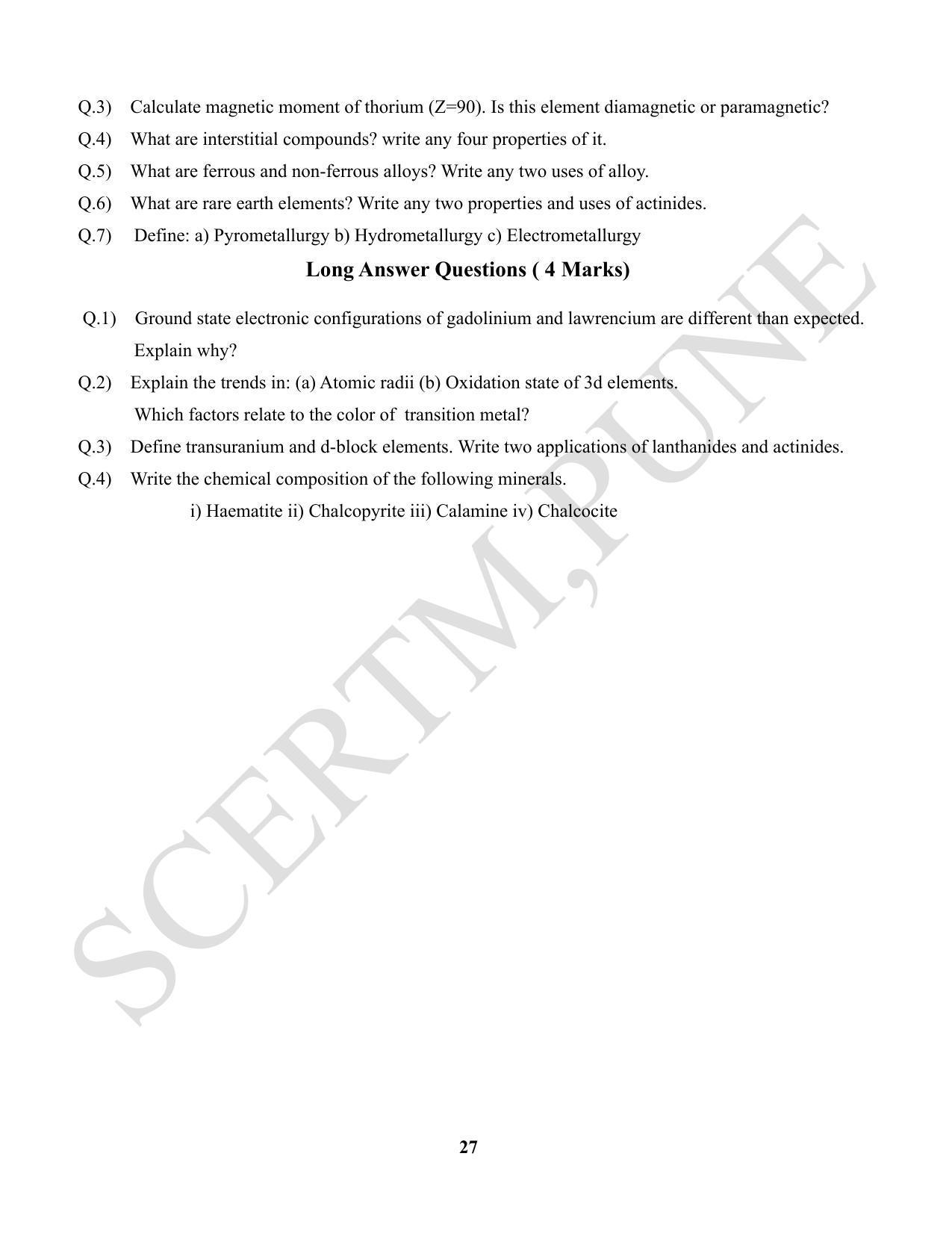 Maharashtra Board Class 12 Chemistry (Medium ENGLISH) 2023 Question Bank - Page 27