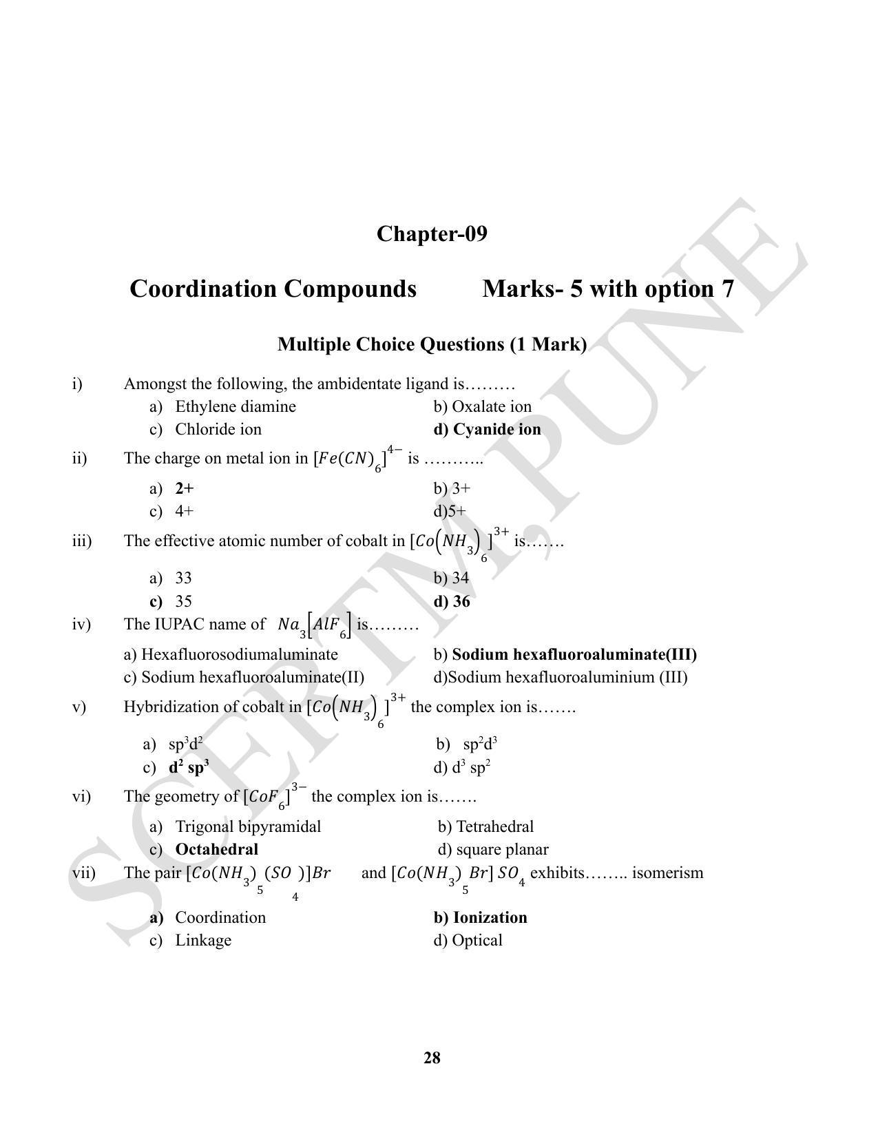 Maharashtra Board Class 12 Chemistry (Medium ENGLISH) 2023 Question Bank - Page 28