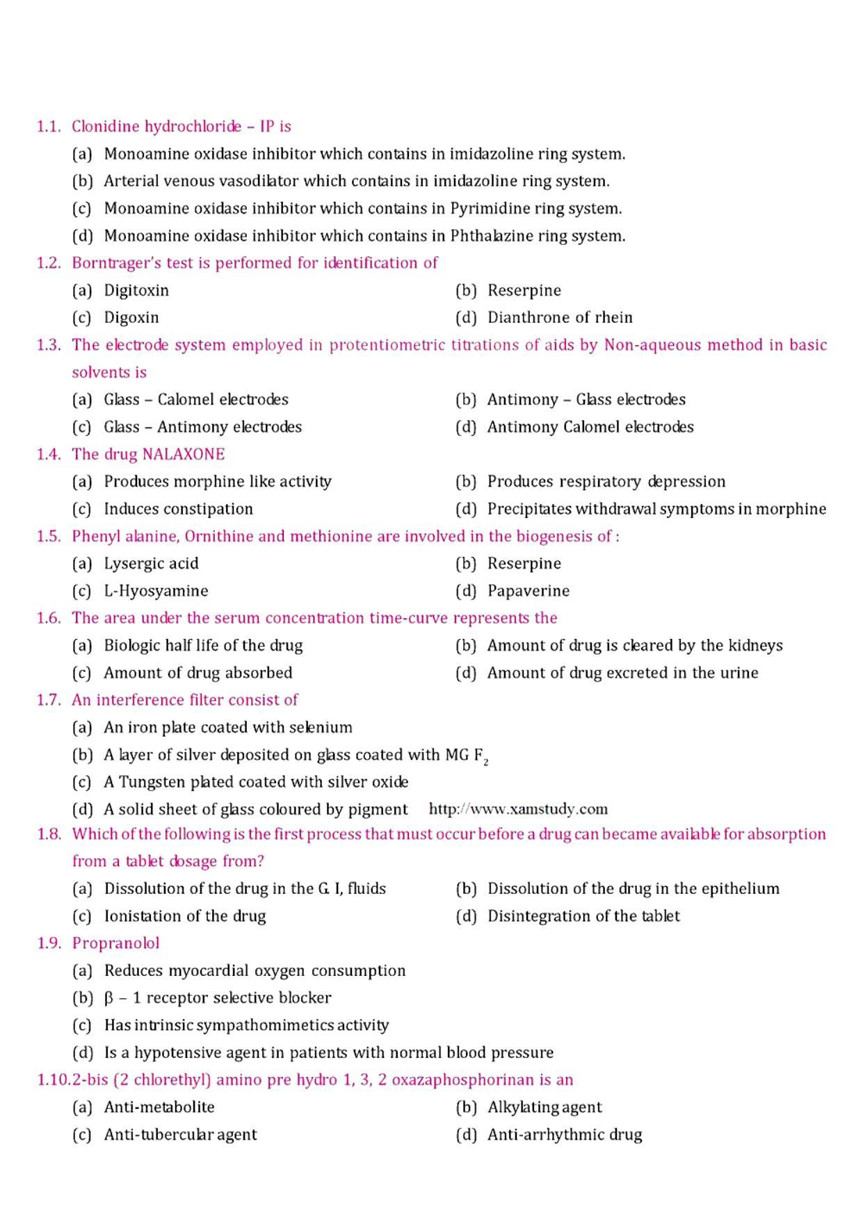 GPAT 1996 Question Paper with Answer Key - Page 2