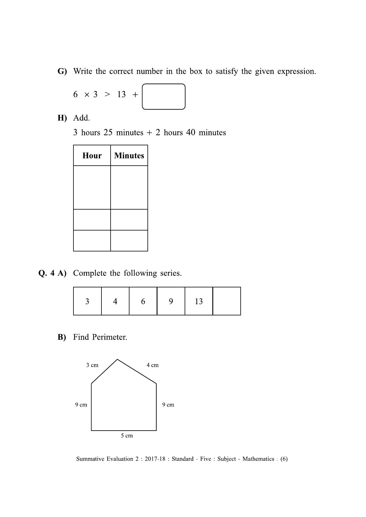 Maharashtra Board Class 5 Maths - English Medium (गणित - इंग्रजी माध्यम) Sample Question Paper - Page 6
