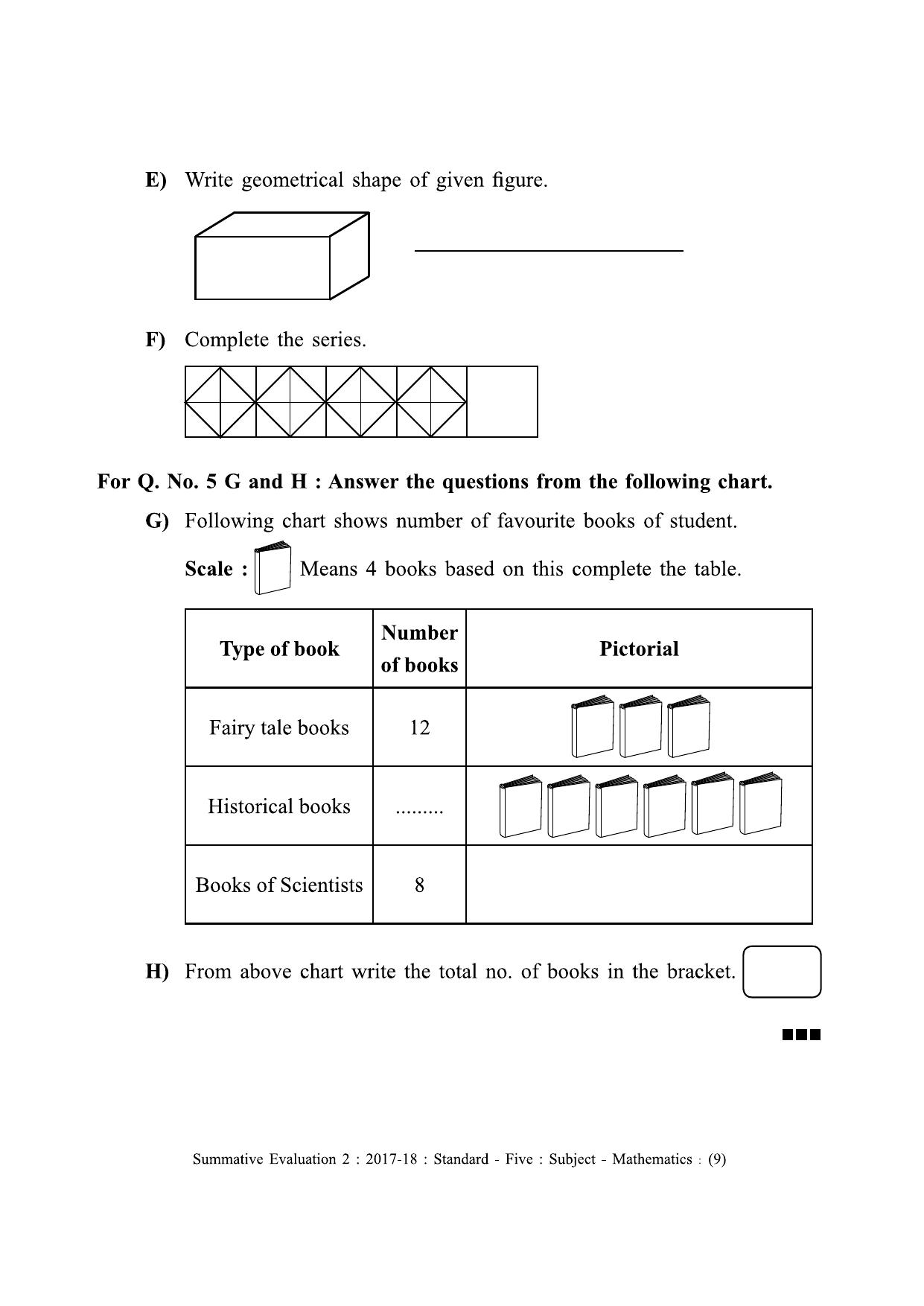 Maharashtra Board Class 5 Maths - English Medium (गणित - इंग्रजी माध्यम) Sample Question Paper - Page 9