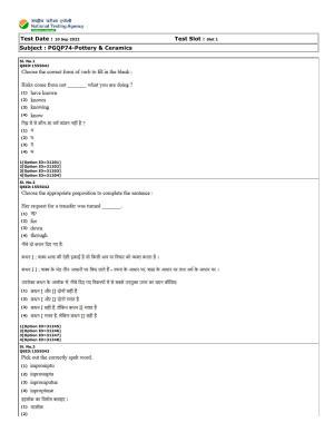 CUET (PG) 2022: PGQP-74 Pottery & Ceramics  (10-09-2022) Question Paper