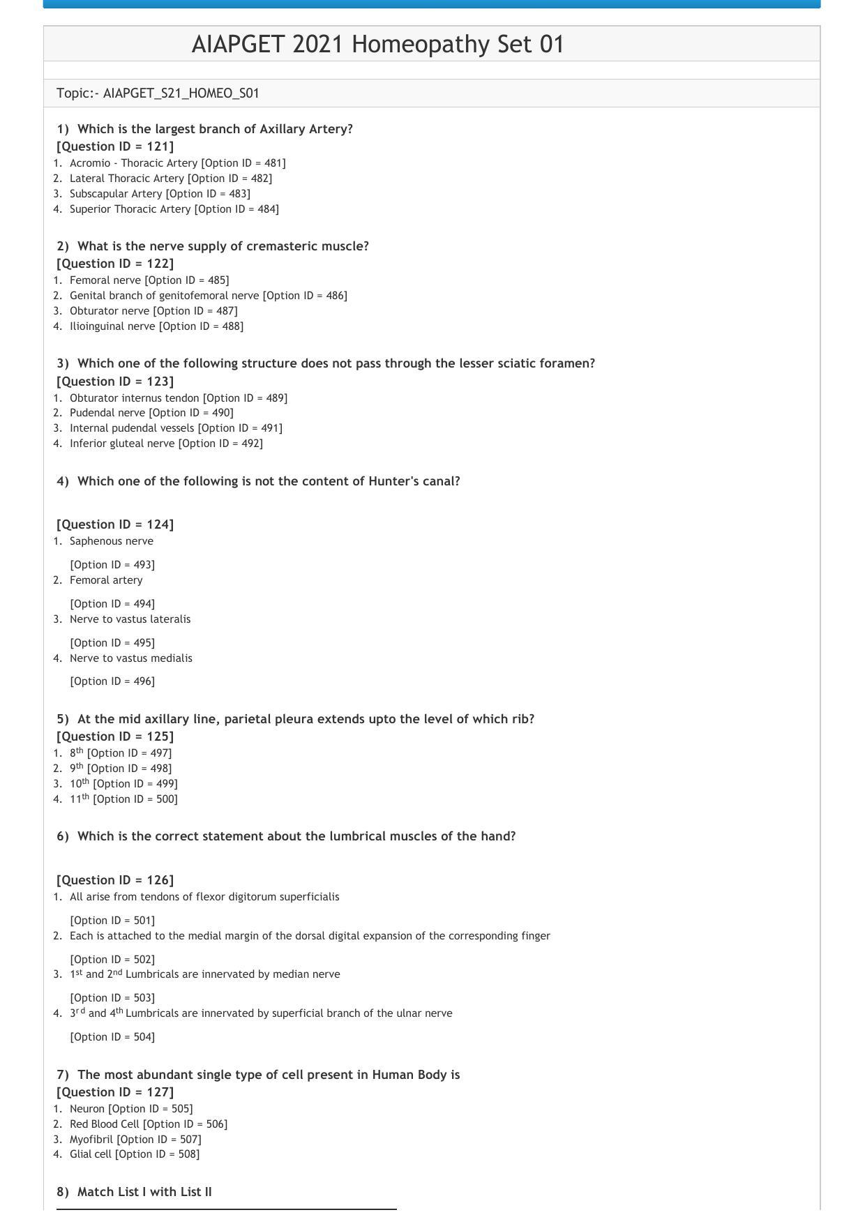 AIAPGET 2021 Homeopathy Question Paper - Page 1