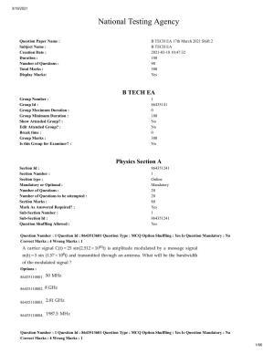 JEE Mains 2021: BTech EA (Shift 2) 17-03-2021 Question Paper