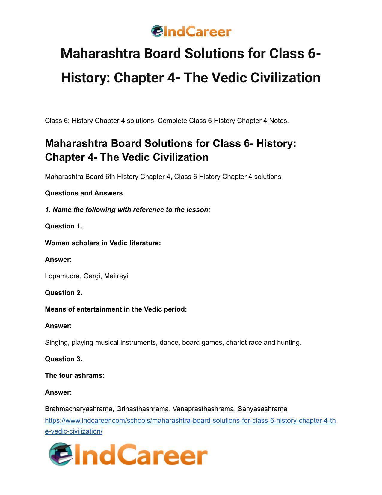 Maharashtra Board Solutions for Class 6- History: Chapter 4- The Vedic Civilization - Page 2