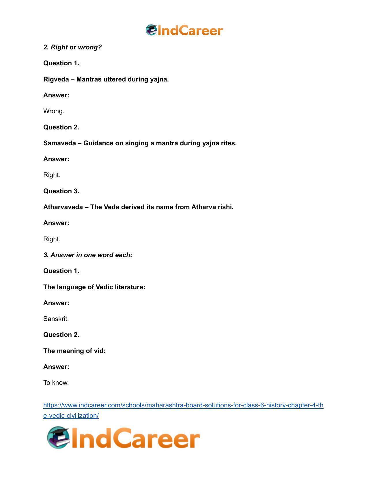 Maharashtra Board Solutions for Class 6- History: Chapter 4- The Vedic Civilization - Page 3