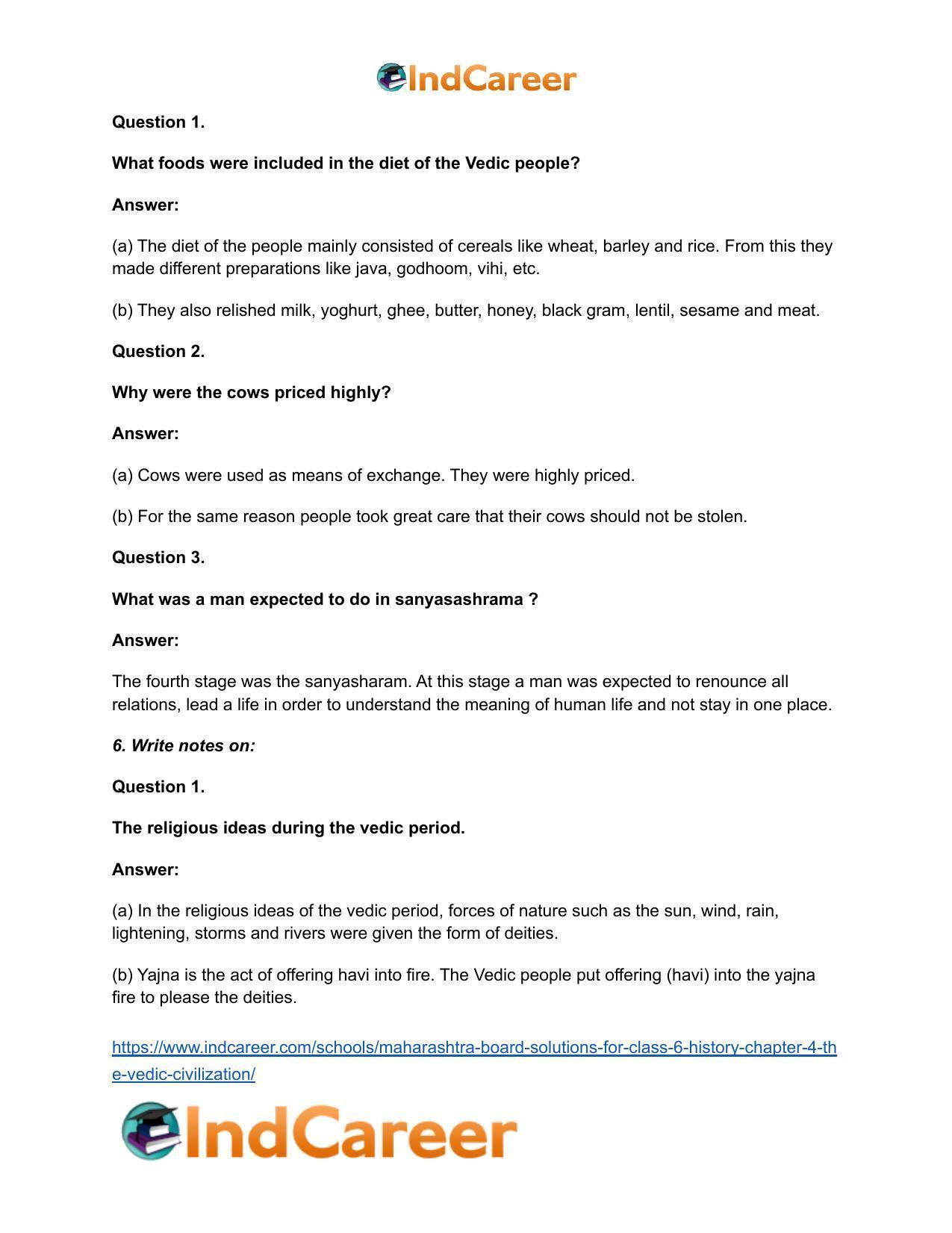 Maharashtra Board Solutions for Class 6- History: Chapter 4- The Vedic Civilization - Page 5