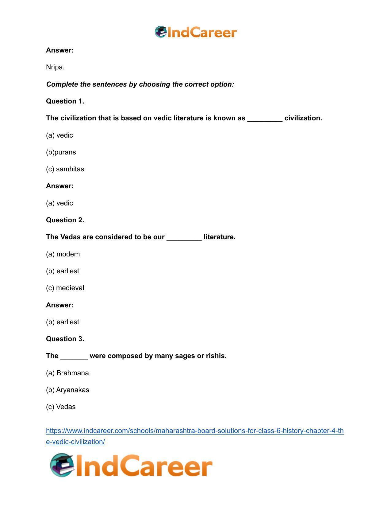 Maharashtra Board Solutions for Class 6- History: Chapter 4- The Vedic Civilization - Page 8
