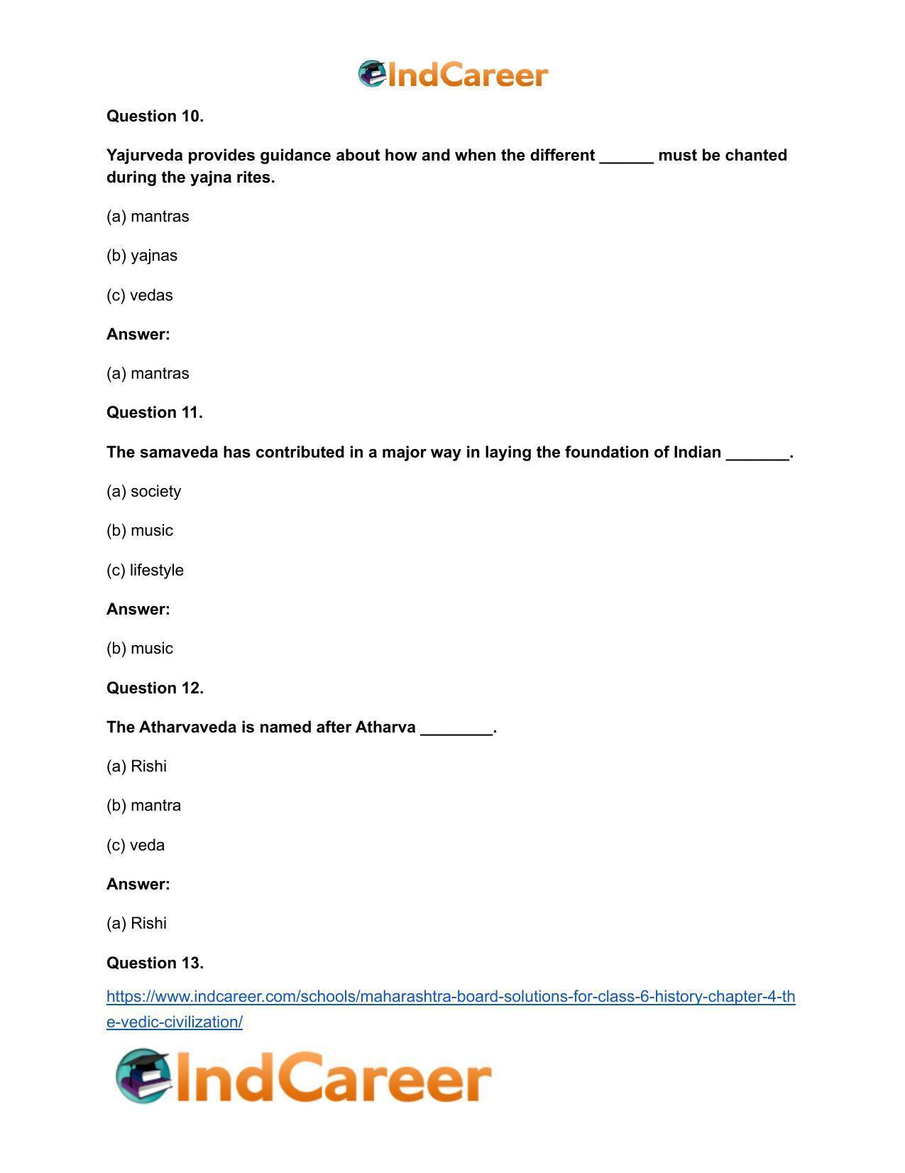 Maharashtra Board Solutions for Class 6- History: Chapter 4- The Vedic Civilization - Page 11