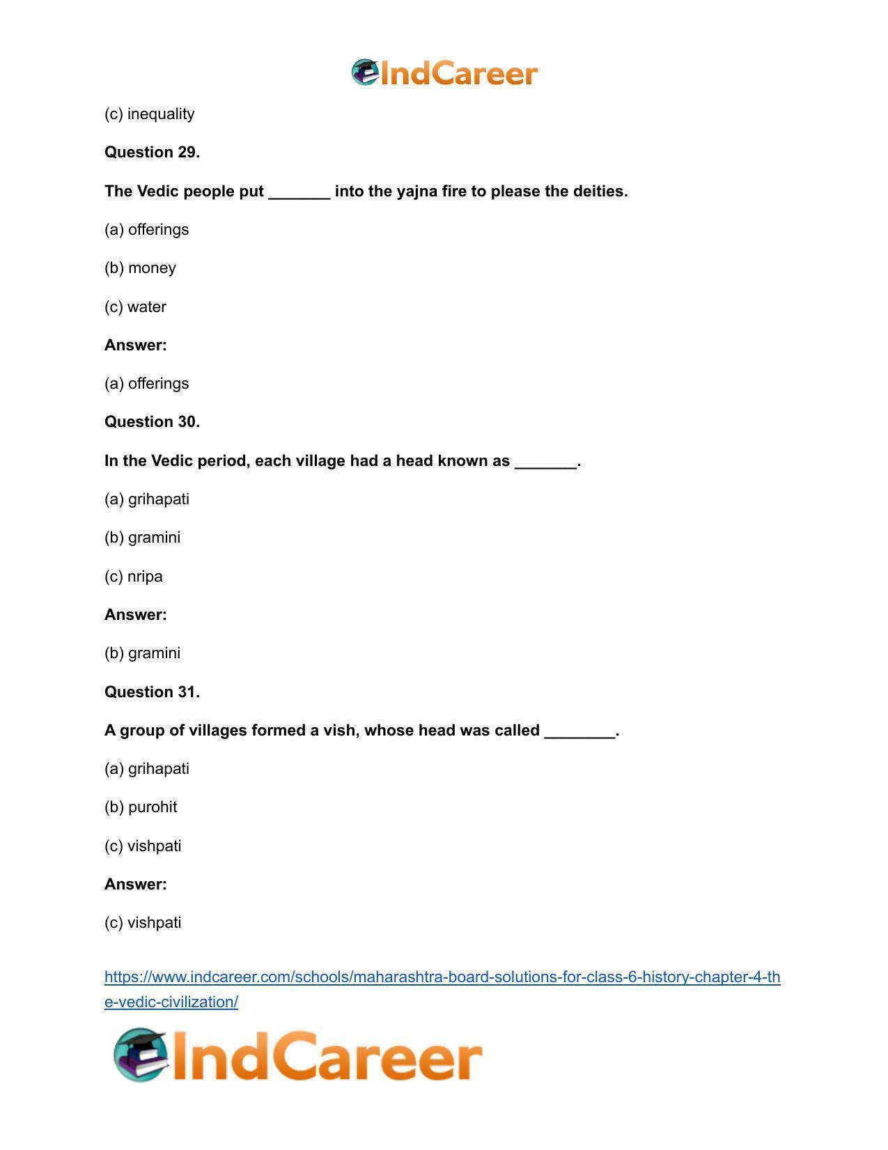 Maharashtra Board Solutions for Class 6- History: Chapter 4- The Vedic Civilization - Page 17