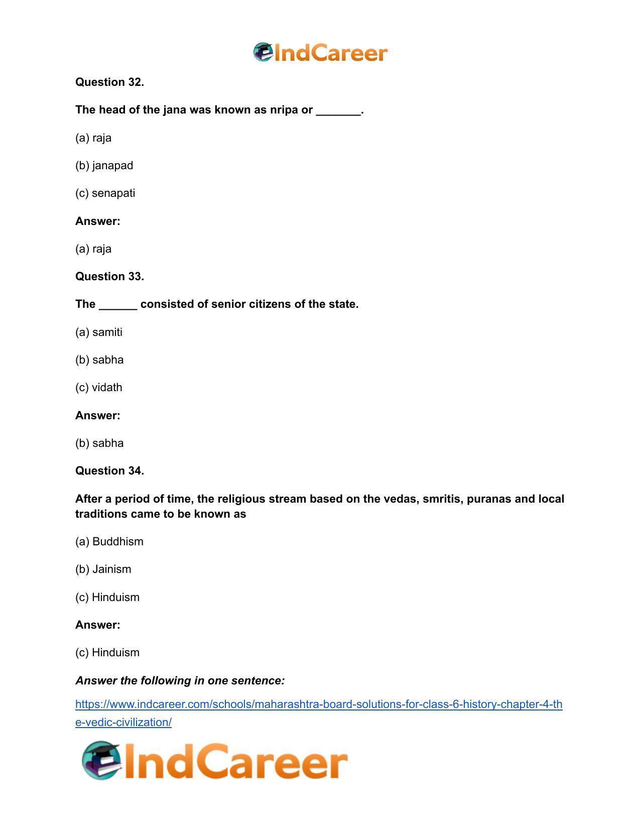 Maharashtra Board Solutions for Class 6- History: Chapter 4- The Vedic Civilization - Page 18