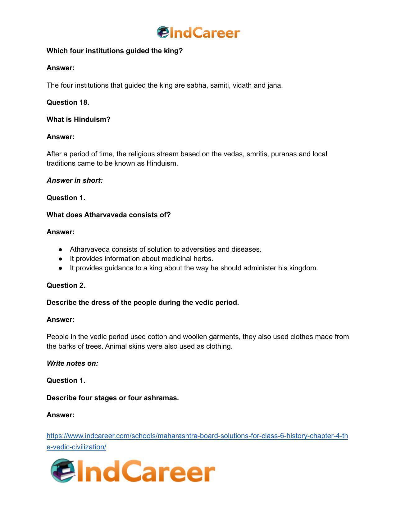 Maharashtra Board Solutions for Class 6- History: Chapter 4- The Vedic Civilization - Page 22