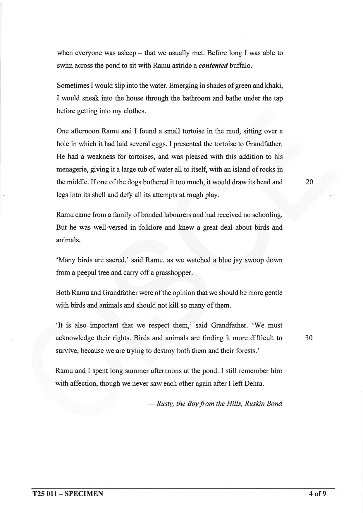 ICSE Class 10 2025 English Language (English Paper 1) (QP & MS) Specimen Paper - Page 4
