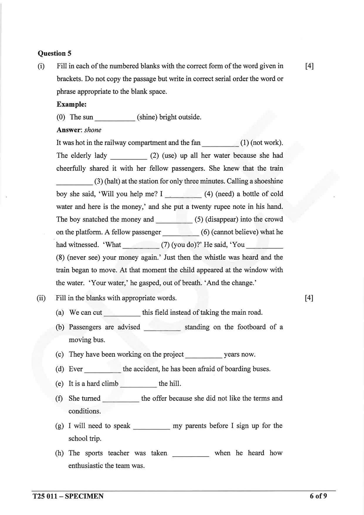 ICSE Class 10 2025 English Language (English Paper 1) (QP & MS) Specimen Paper - Page 6