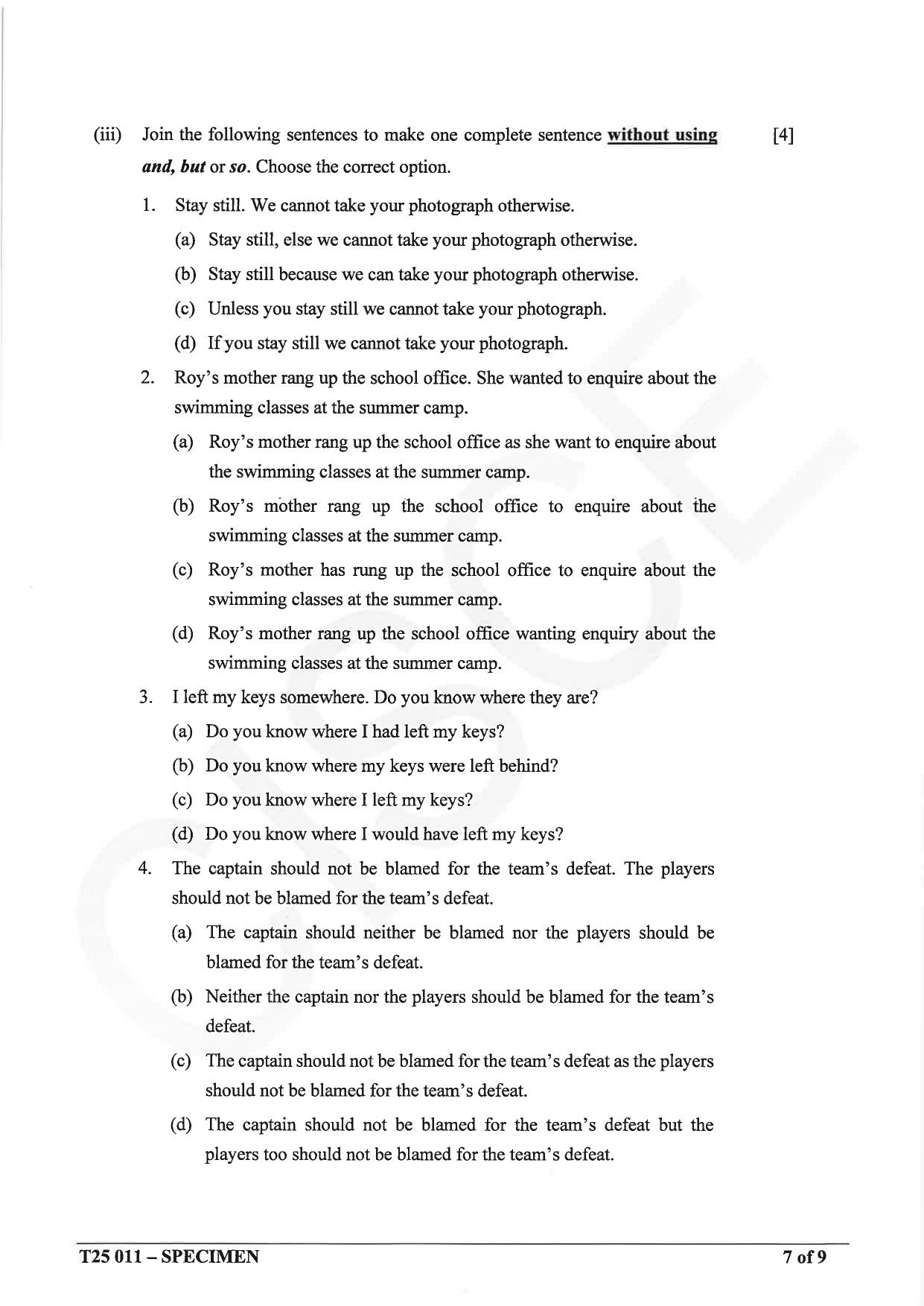 ICSE Class 10 2025 English Language (English Paper 1) (QP & MS) Specimen Paper - Page 7